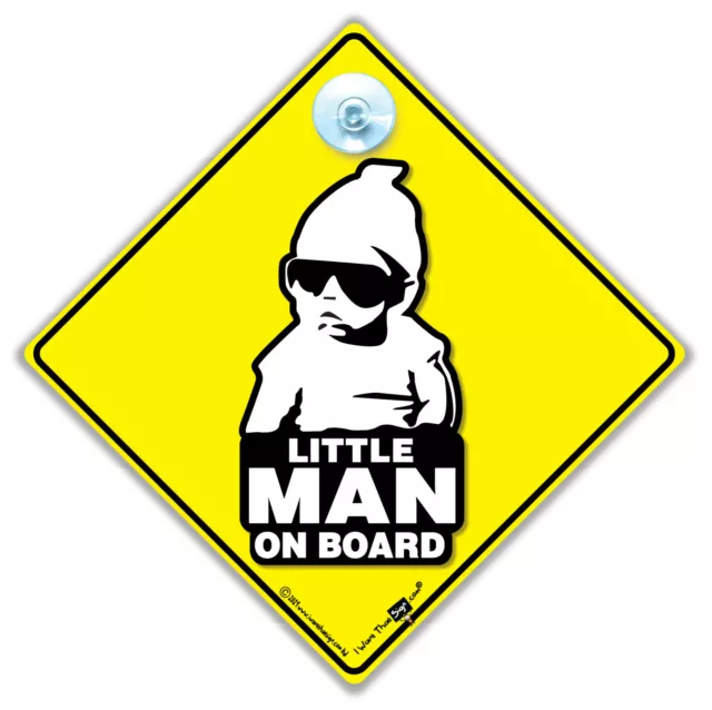 Little MAN on Board Sign, Hoodie Baby on Board Sign, Suction Cup Car Sign