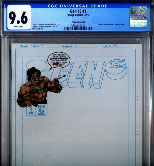 PRIMO:  GEN 13 #1-M Do it Yourself blank variant NM+ 9.6 CGC Image comics movie