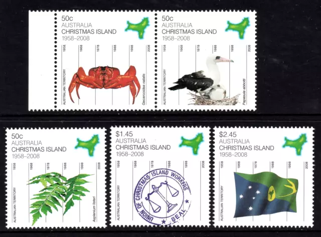 CHRISTMAS ISLAND 2008 "50th ANNIV OF CHRISTMAS ISLAND AS AUST.TERRITORY" SET MNH