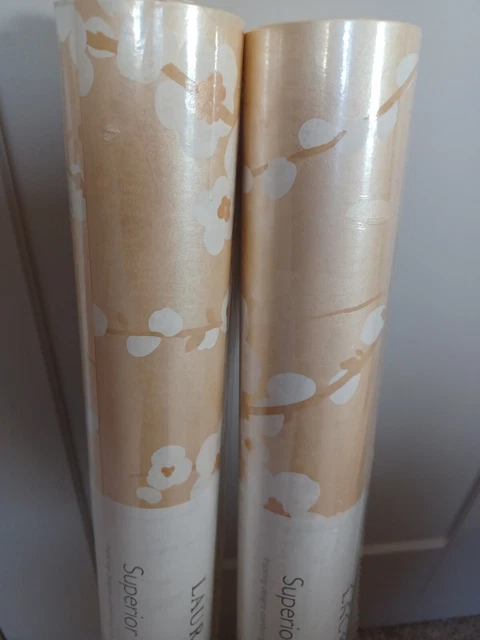 LAURA ASHLEY- Lori Gold featuring Pearlescent inks Wallpaper x 2 Rolls Sealed 3