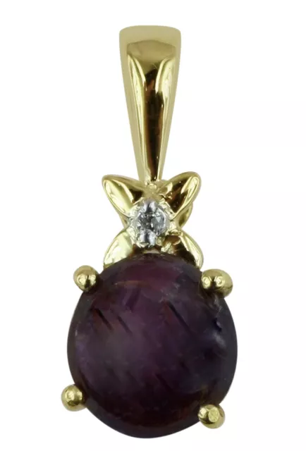 Rubis Étoile Pendentif Pierre Précieuse Rouge Main 18k or Jaune Indien Bijoux