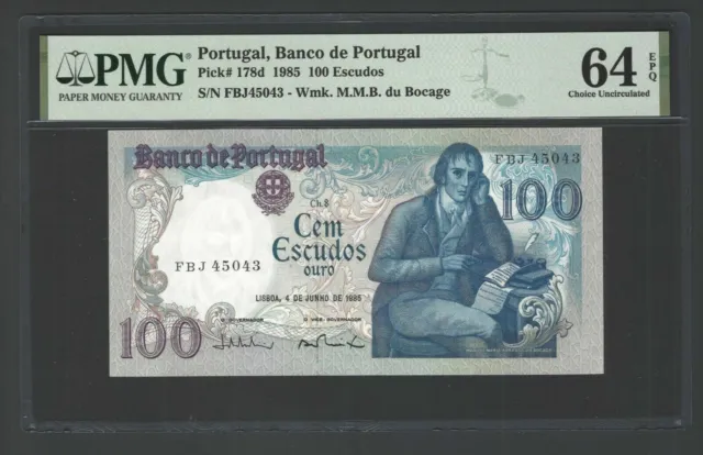 Portugal 100 Escudos 4-6-1985 P178d Uncirculated Graded 64