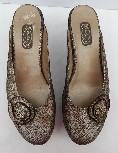 Salpy L.A. Larita Women's Clogs Sz 10 Slip On Leather Handmade Speckled Shoes