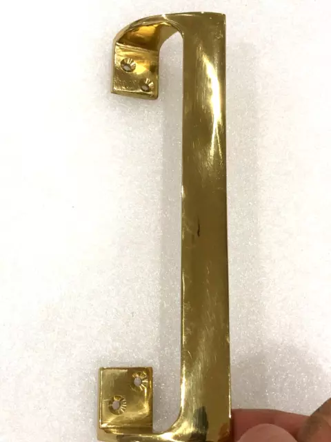 Heavy Cast Solid Polished Brass Large Door Offset Pull Handle