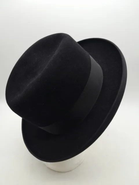 Vtg Moores London Black Felt Homburg Hat