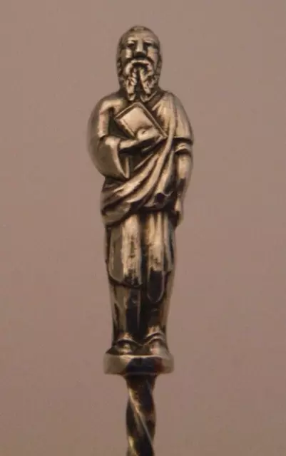 BIRMINGHAM Antique Sterling Silver ENGLISH Apostle Figural 4.5" Spoon W.J.H NICE