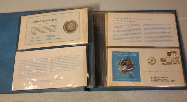 Official United Nations Commemorative Sterling Silver Medals 1974 - Set of Five. 3