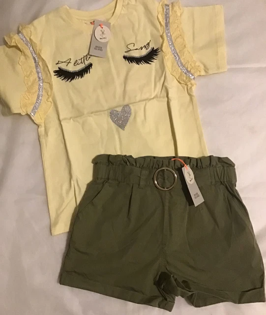Abito mini ragazze River Island età 4-5 anni fibbia cachi nuovi con etichette