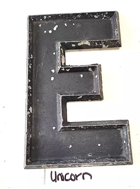 *rare* VINTAGE 10in ADLER MOVIE THEATER MARQUEE sign BLACK METAL LETTER  *E*