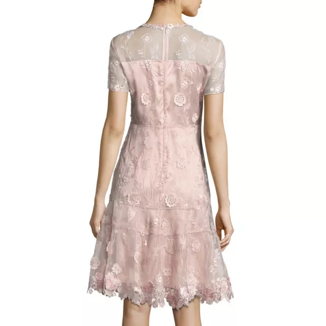 ELIE TAHARI Bamboo Aura Blush Pink Floral Embroidered Applique INEZ Dress 8 NWT 2