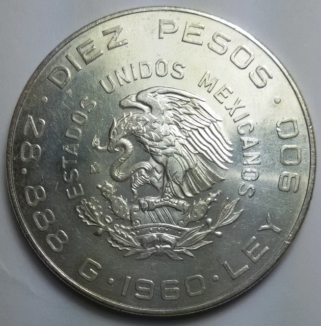 1960 Mexico 10 pesos silver 2
