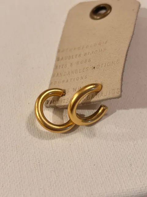 Earrings Anthropologie Hoops Gold Plate Small Post New Tag $48