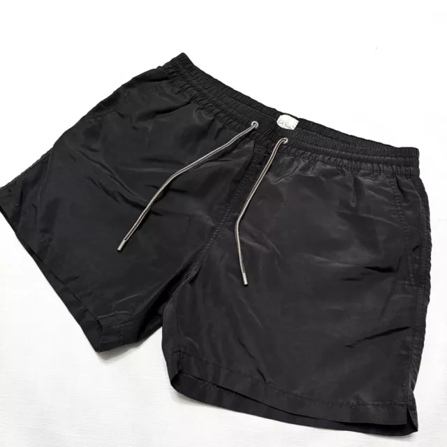 PAUL SMITH Sz M Lined 4” Swim Trunks Board Shorts Black Bathing Suit Men's