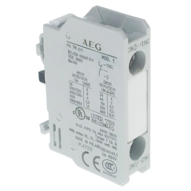 Hilfskontakt AEG HS7K.01 - 1 x Öffner NC 10A online kaufen Hilfskontakt AEG HS7K.01 - 1 x Öffner NC 10A online kaufen