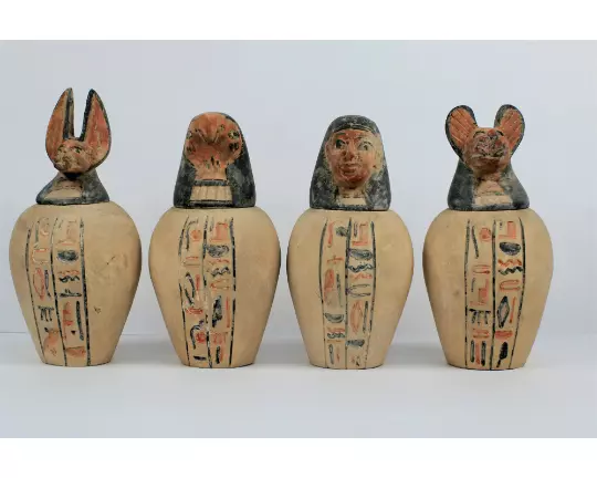 Unique Egyptian Handmade Replica Of Canopic Jars With Amazing Colors