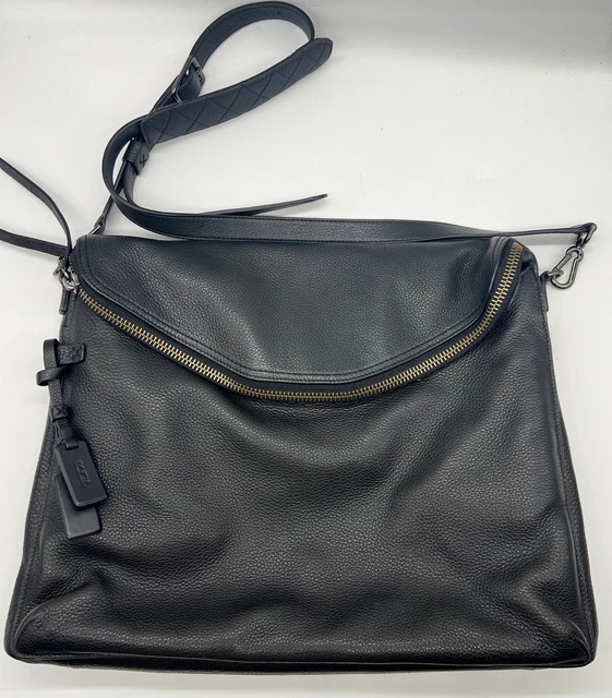 TUMI Black Leather Messenger Bag
