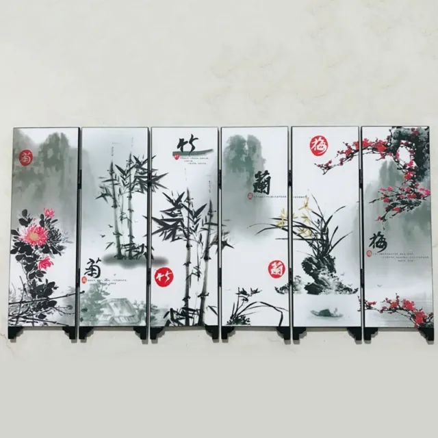 1*Pantalla 6-Panel Flor Bambú Pantalla Habitación-Divisor Regalo 48*24*0,6cm, Durable