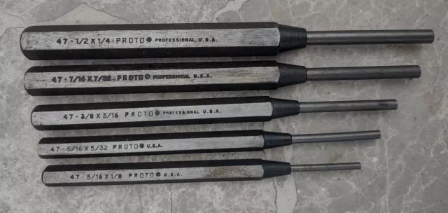 Proto Pin Punch Set Round Shank Set Incomplete Lot of 5