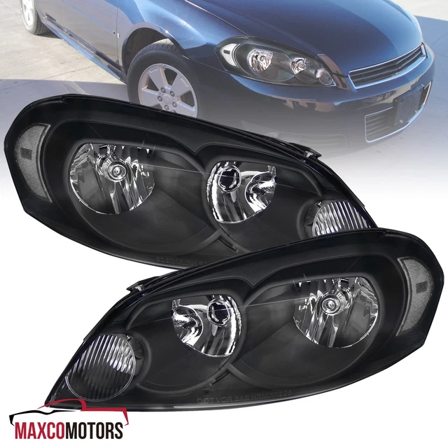 Smoke LED Tube Projector Headlights For 2006-2013 Chevy Impala & 2006-2007 Monte Carlo - Glossy Black Housing, DOT/SAE, Bulbs Included