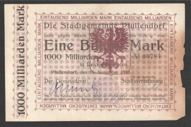 Pfullendorf, Stadtgemeinde; 1 Bio. Mark vom 13. November 1923