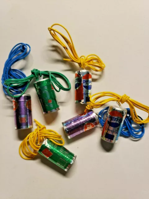 Vintage 6  Pepsi 7Up Dr Pepper Soda Can Charm Vending Toys New Old Stock SKU 58