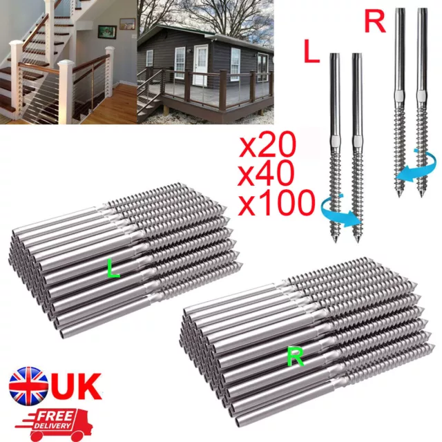 G316 Stainless Steel Lag Screw DIY Rope Wire Balustrade Kit 3.2mm Swage Term L&R