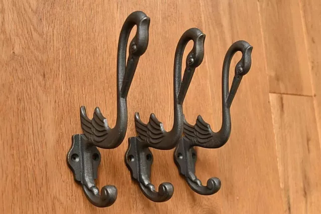 Three Beautiful Arts And Crafts Stork Hook Cast Iron Coat Bird Coathook Rack