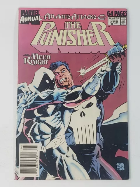 The Punisher Annual 2 Marvel Comics NEWSSTAND 1st Moon Knight vs Punisher 1989