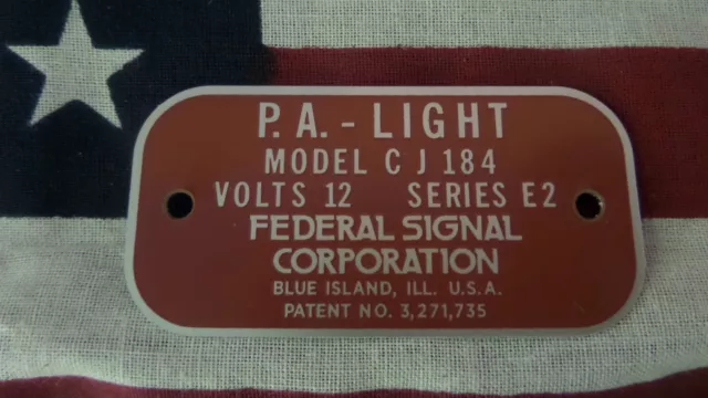 Federal Signal  Model CJ184 Series E2 P.A. Light Replacement Badge