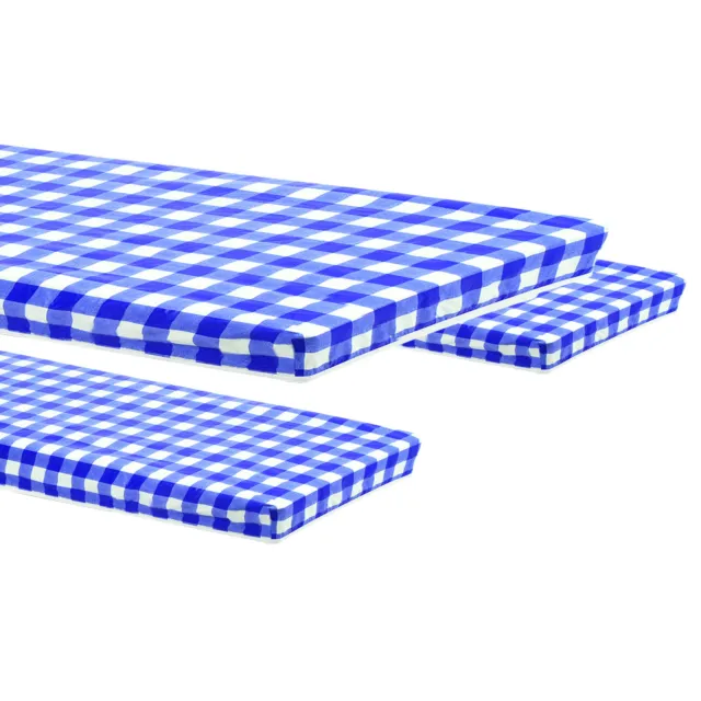 3Pcs Picnic Table Cover Bench Covers PVC Vinyl Fitted 6ft Tablecloth, Blue