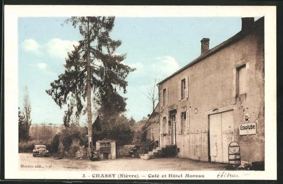 CPA Chassy, Café et Hotel Moreau