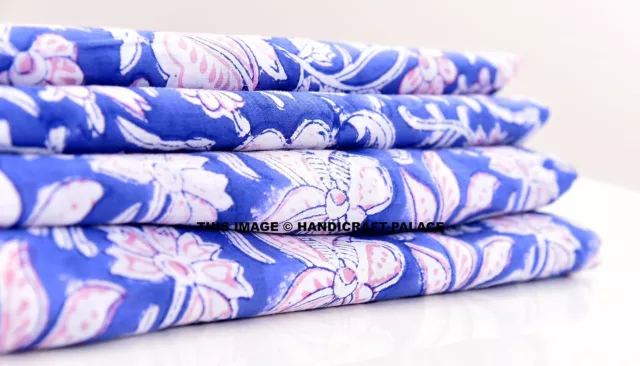 9.1m Indien Coton Floral Bleu Tissu Imprimé Vinaigrette Décor Maison Couture Art