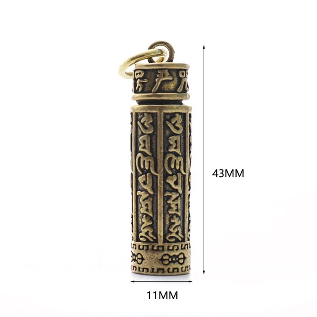 Brass Cylinder Pendant Keychain Hanging Jewelry Pill Box Medicine Contai-tz 3