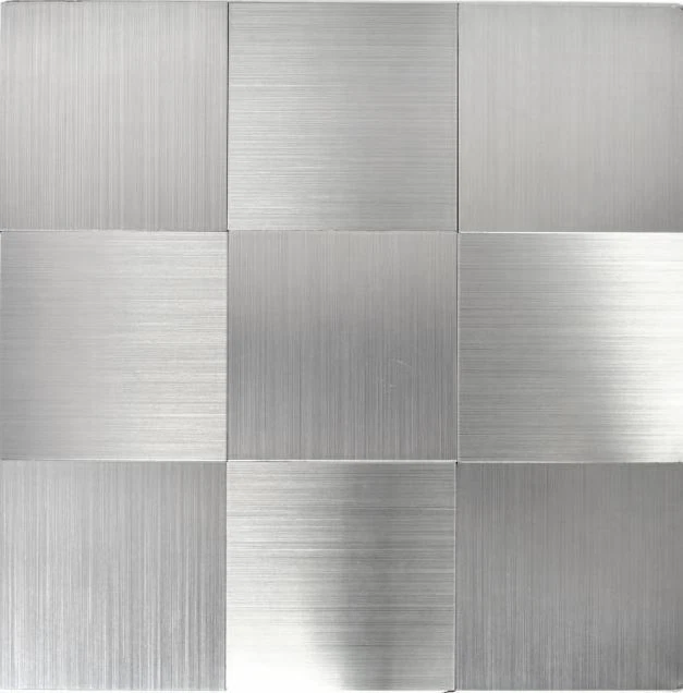MOSANI - Panneaux Muraux Autocollants Mosaïque Argent Métal - 305x305mm - Brillant - NEUF
