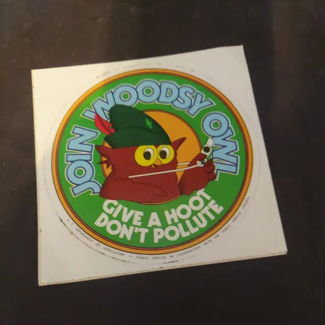 Vintage Woodsy Owl Give A Hoot Don't Pollute Bumper Sticker  4"