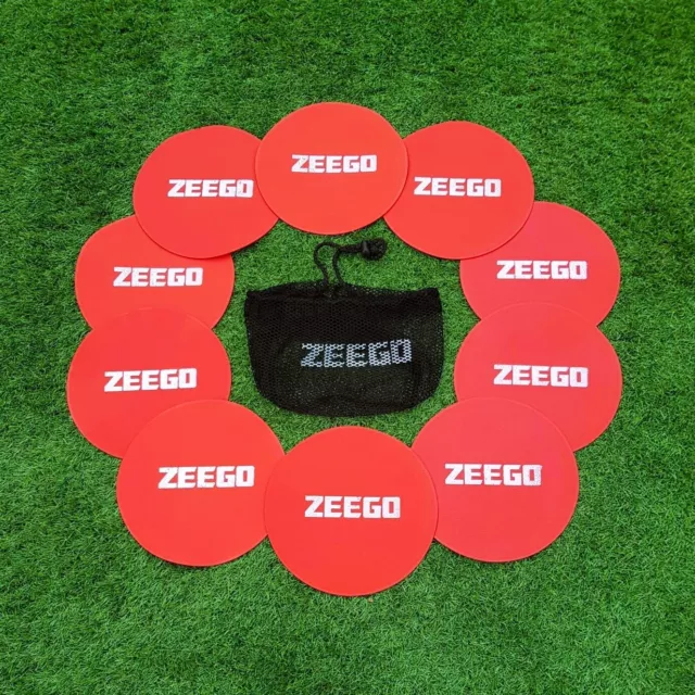 ZEEGO Rubber Flat Cones 10-Qty Training Spot Marker Football Pitch Floor Disc 8"