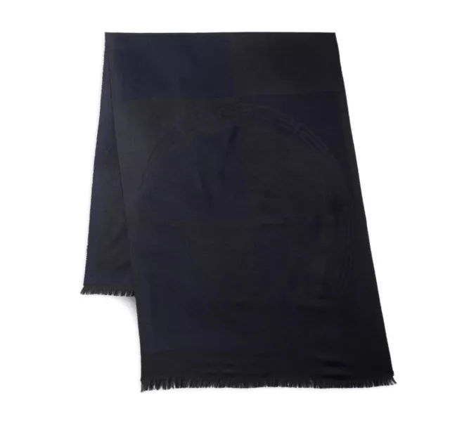 $895 Versace Collection Cashmere Medusa Head Black Navy Scarf 28"W x 74"L Italy
