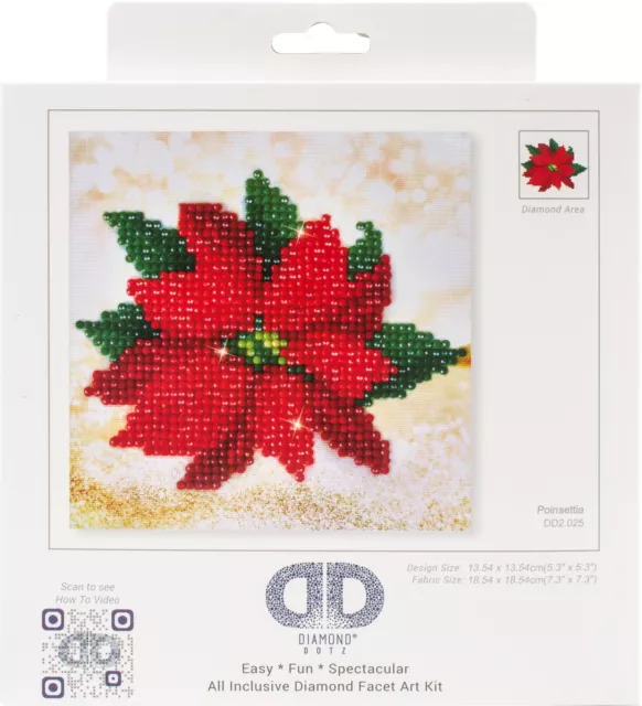 Kit de arte facetario bordado de diamantes Diamond Dotz 8""X8""-Poinsettia, DD2025