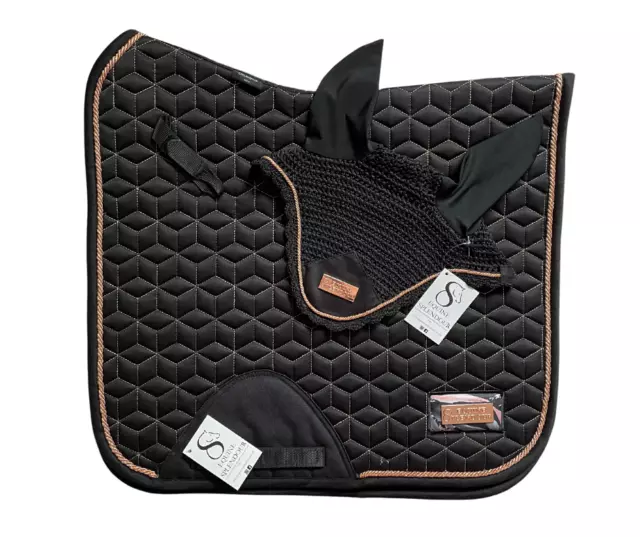 Black and Rose Gold Saddle Pad/Cloth Set