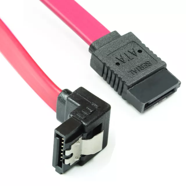 Red 90 Degree Right-Angle SATA III Cable 6.0 Gbps With Locking Latch 18Inch Lot