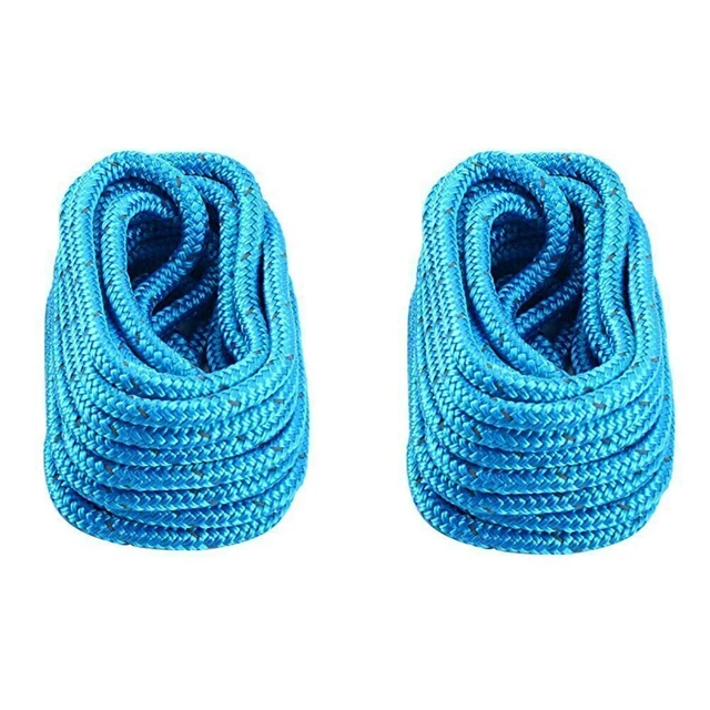 2 Pack 1/2 Inch 25 FT Boat Nylon Dock Line Mooring Rope Reflective Double Braid