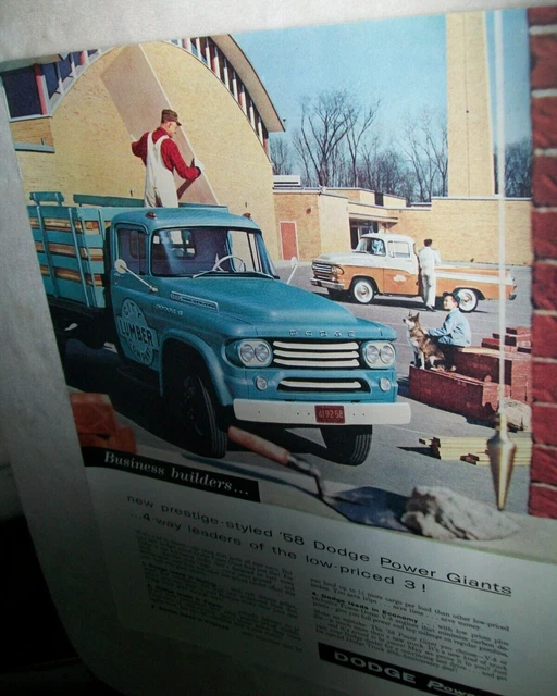 1958 Dodge Sweptline Pickup and 600 Stake large-mag truck ad -City Lumber Co.