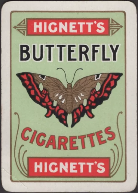 Playing Cards Single Card Old Antique Wide HIGNETTS BUTTERFLY CIGARETTES Smoking