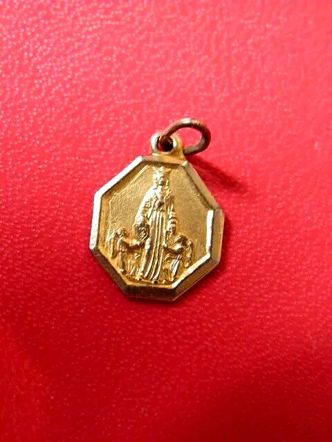 Medaille Religieuse Ancienne. Notre Dame De Provence Forcalquier. Metal Dore. 06