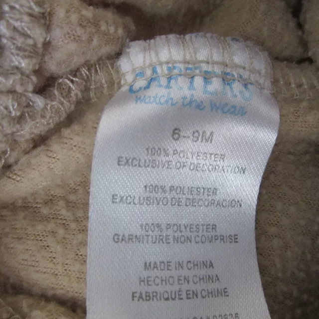 Carters Baby Infant Boy Hooded Vest Pants Bear Outfit 6-9M Brown Striped 2pc 8