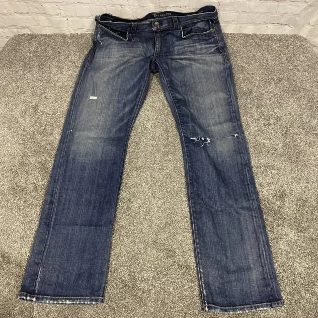 Fidelity Jeans Mens Impala Distressed Dark Blue Denim Size 35x34