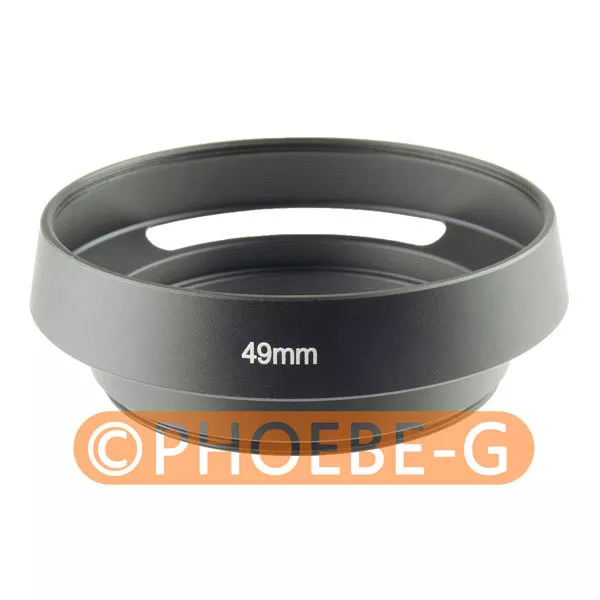 49mm Metal Black Vented Lens Hood for Canon Olympus Leica M Contax Fujifilm Sony