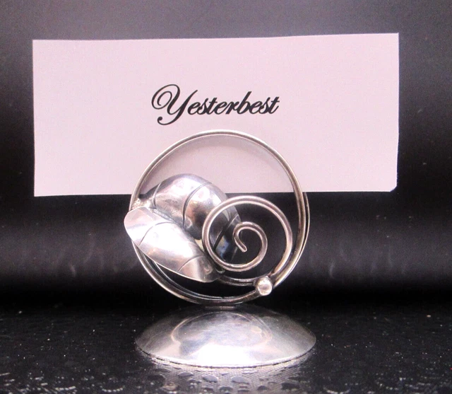 English Sterling Silver Signed Place Card Holders 5 Vtg Rare Design