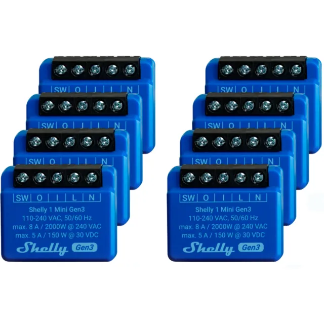 Shelly Plus 1 Mini Gen3 Sparpack, Relais, blau