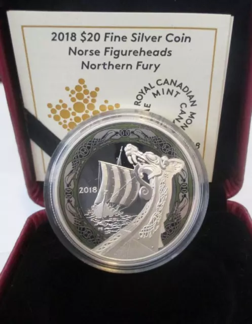 2018 $20 Fine Silver Coin - Norse Figureheads: Northern Fury - 99.99% Silver